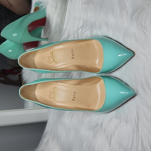 Price Firm! Christian Louboutin Pigalle Follies 38 Tiffany Blue - Picture 3 of 8